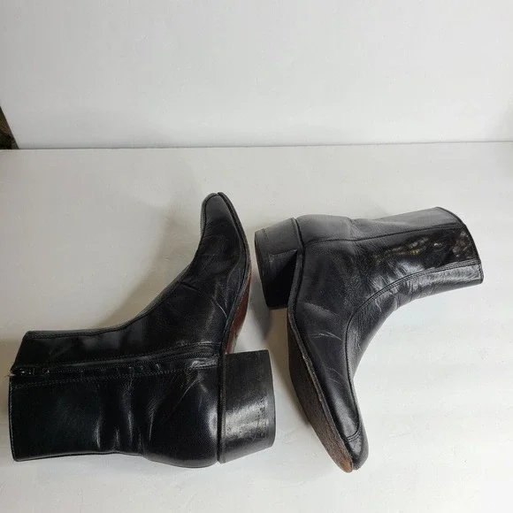 VTG Florsheim Black Leather Duke Boots Round Toe Men's 8.5 E Extra Wide Width - Picture 7 of 11